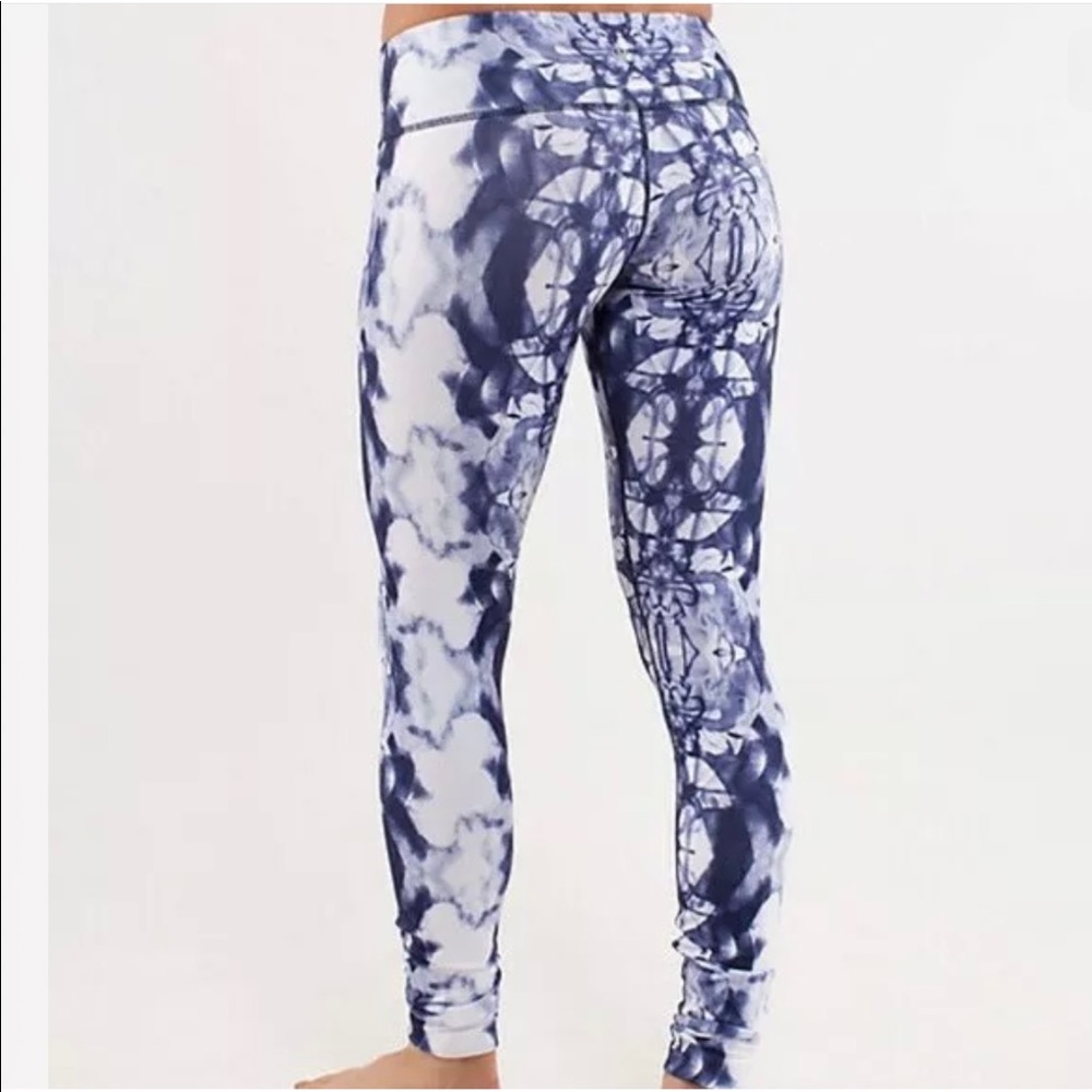 🍋Rare Lululemon Wunder Under Ink Blot White Deep Indigo Full Leggings Size 10